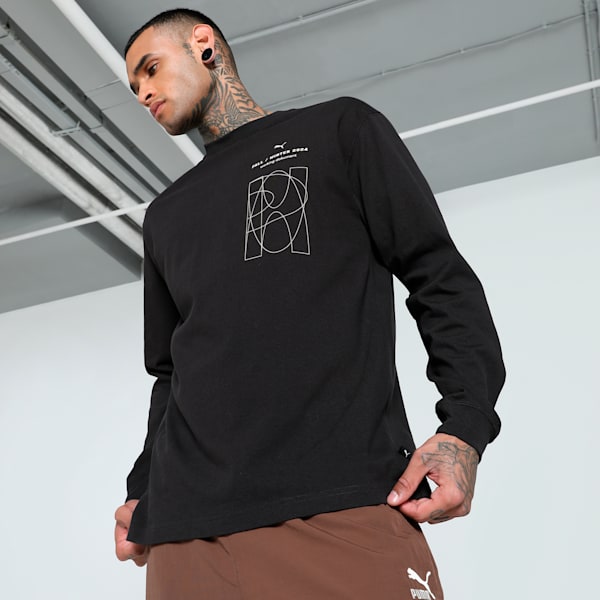 GRAPHICS "Working Dokument" Long Sleeve Men's Relaxed Fit Tee, PUMA Black, extralarge-IND